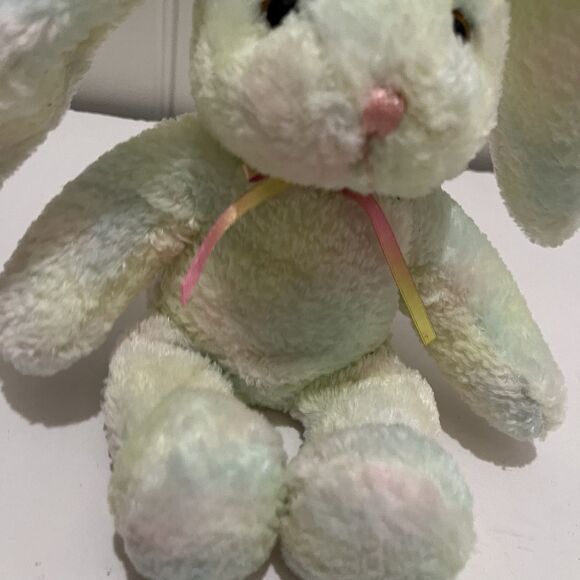 Fiesta 8" Rainbow Tie Dyed Bean Bag Kohair Bunny Rabbit Floppy Ears Plush Toy - Picture 2 of 10